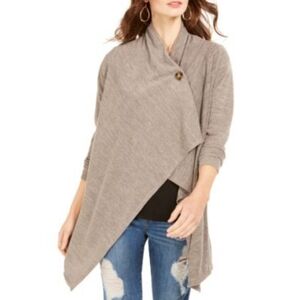 Perfect Peach Women's Tan Open Fron Sweater With Button